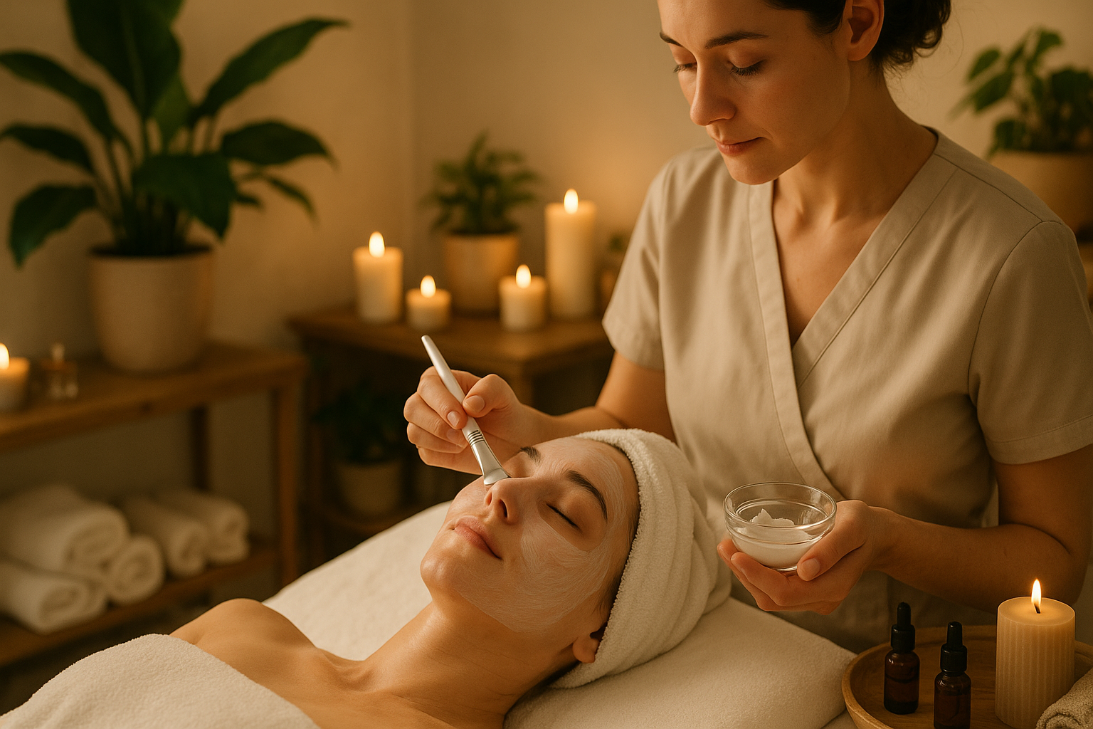 woman getting skin treatment at spa